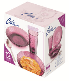 Vajilla de Vidrio Crisa Ideal Clásica Uva 12 pz 4 Personas